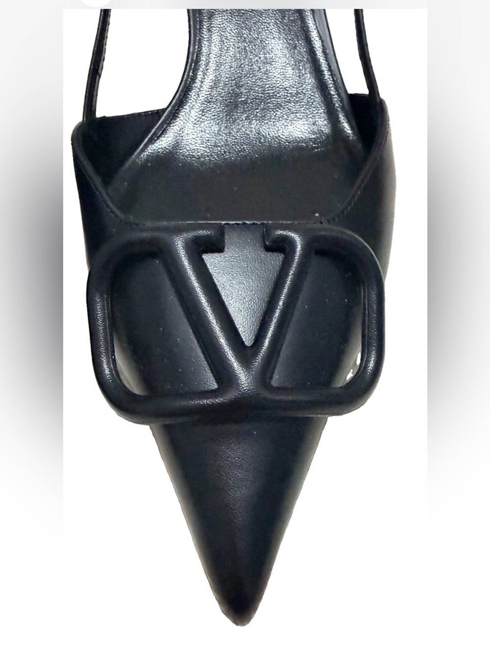 Valentino Garavani VLogo Black Leather Kitten Slingback - Picture 7 of 11
